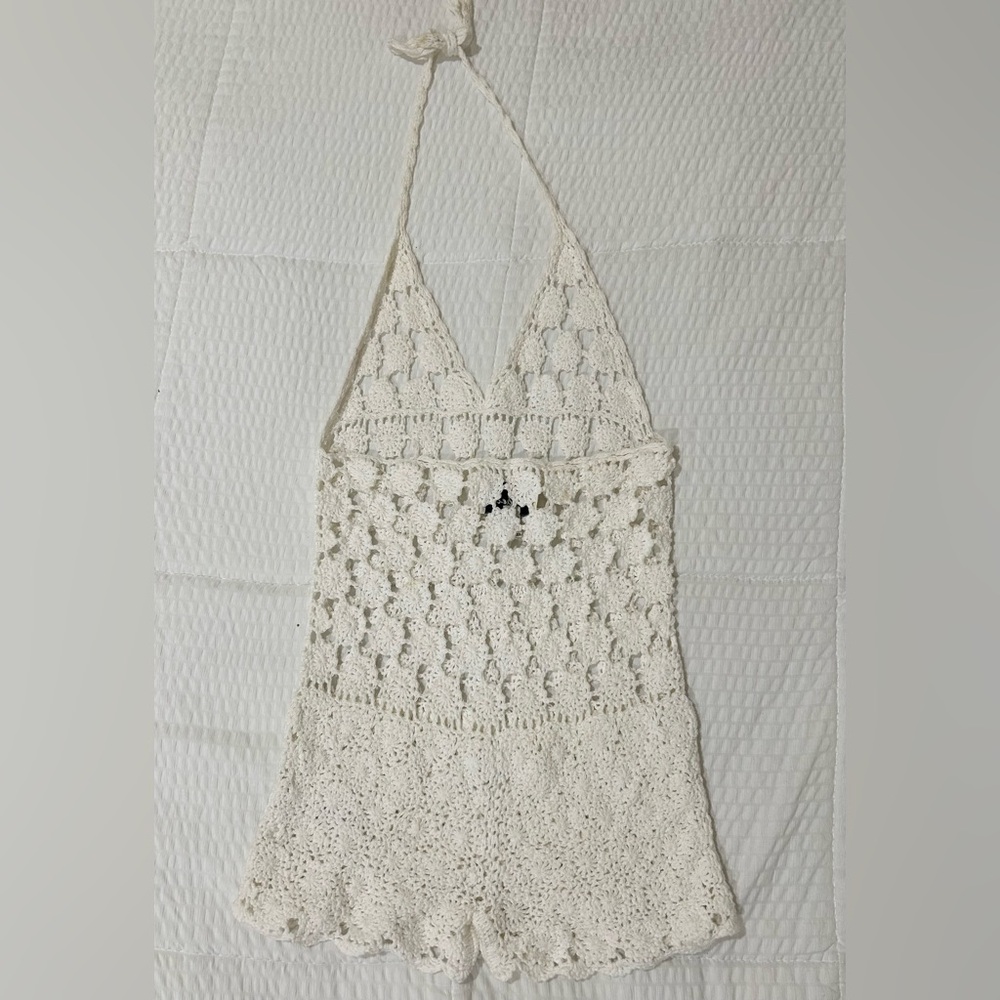 Cleobella Ivory Crochet Halter Romper - Picture 6 of 6
